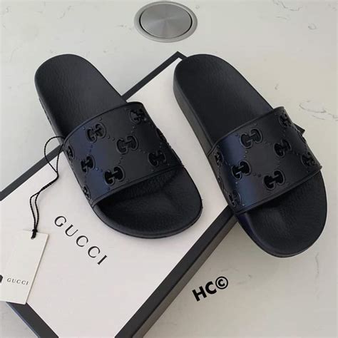 fake diamond gucci slides|all black gucci slides women's.